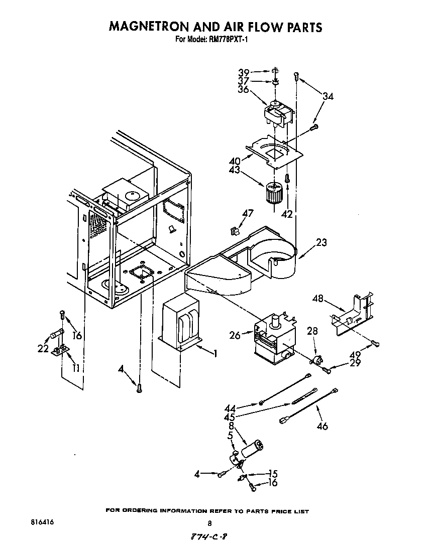 Whirlpool RM778PXT1 magnetron and airflow diagram
