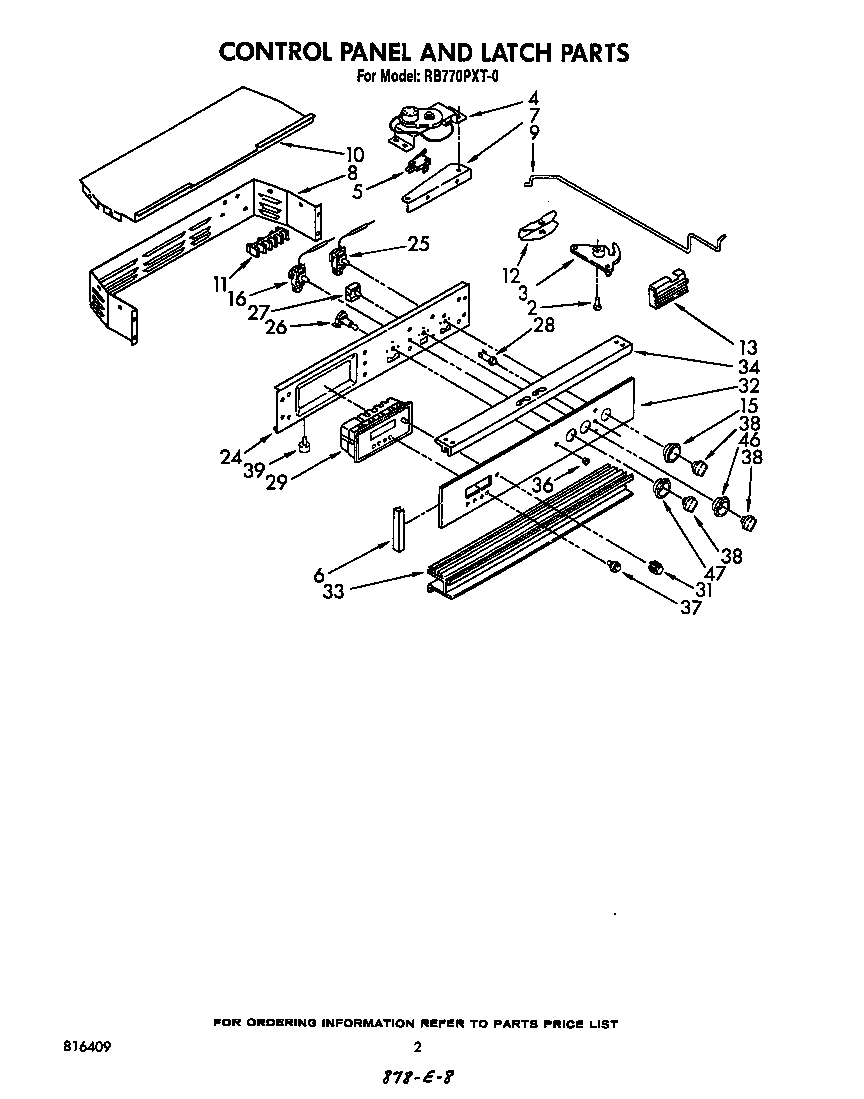 Whirlpool RB770PXT0 control panel and latch diagram