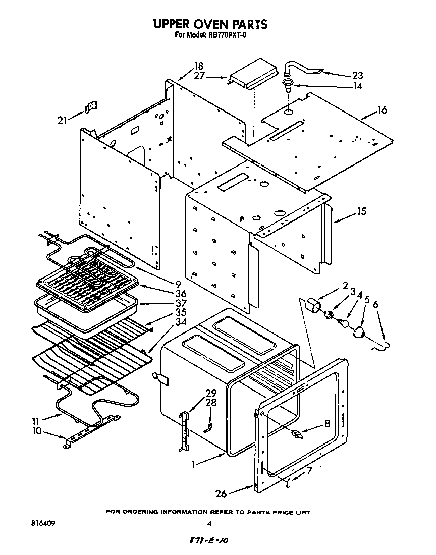 Whirlpool RB770PXT0 upper oven diagram