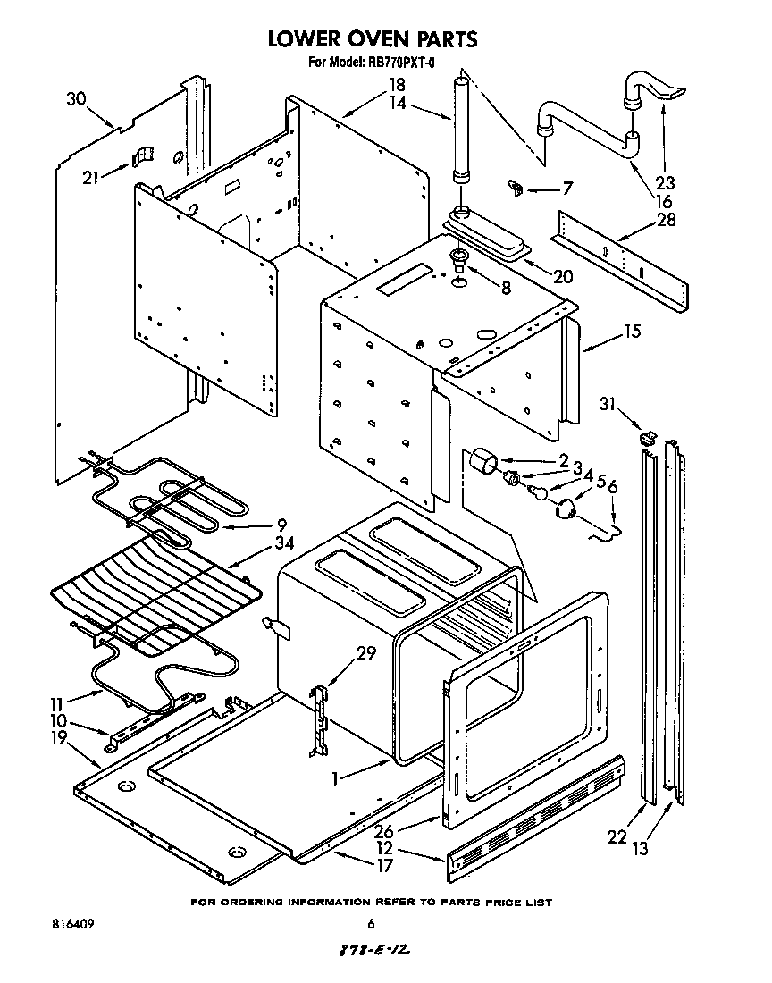 Whirlpool RB770PXT0 lower oven diagram
