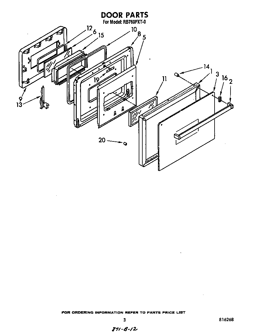 Whirlpool RB760PXT0 door diagram