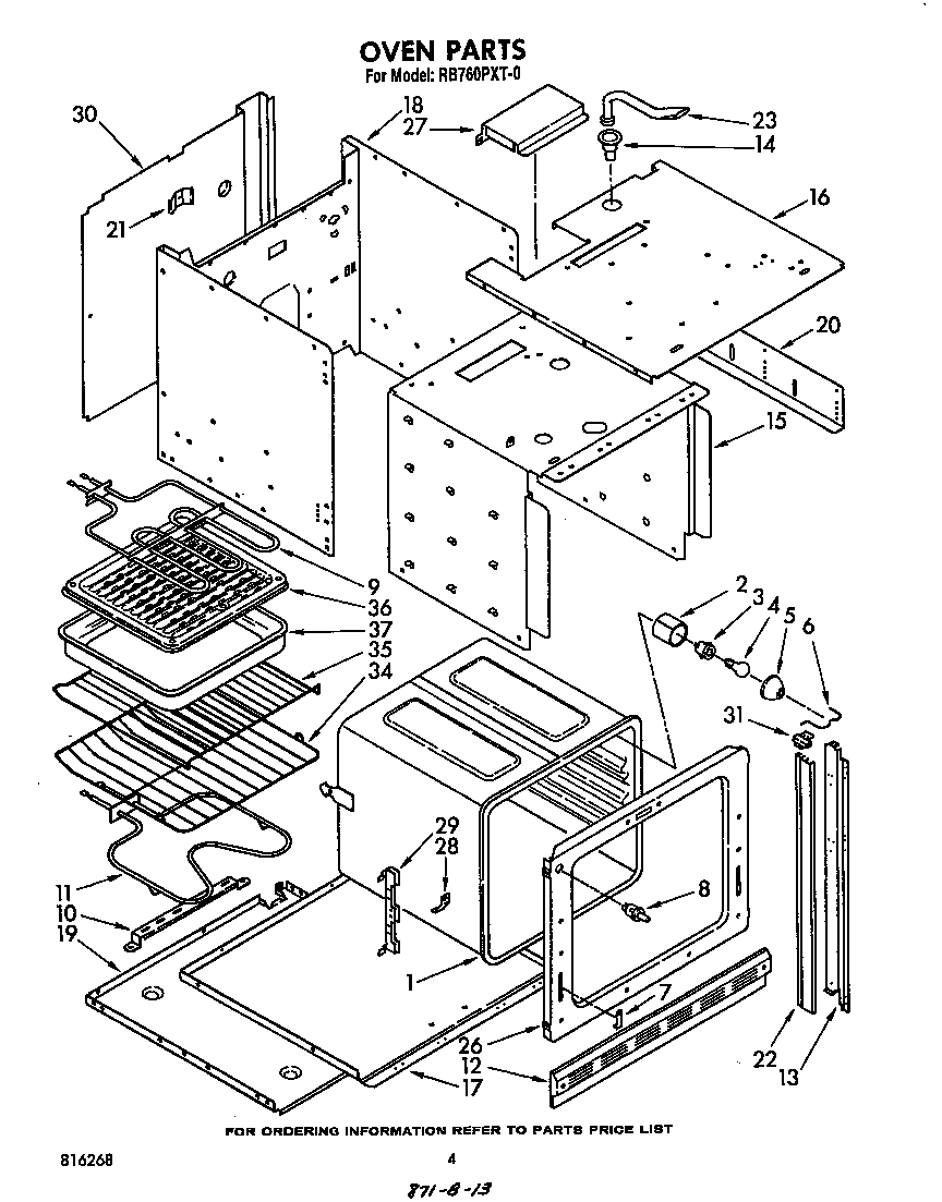 Whirlpool RB760PXT0 oven diagram