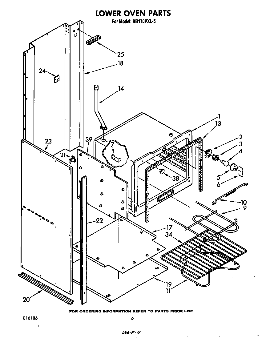 Whirlpool RB170PXL5 lower oven diagram