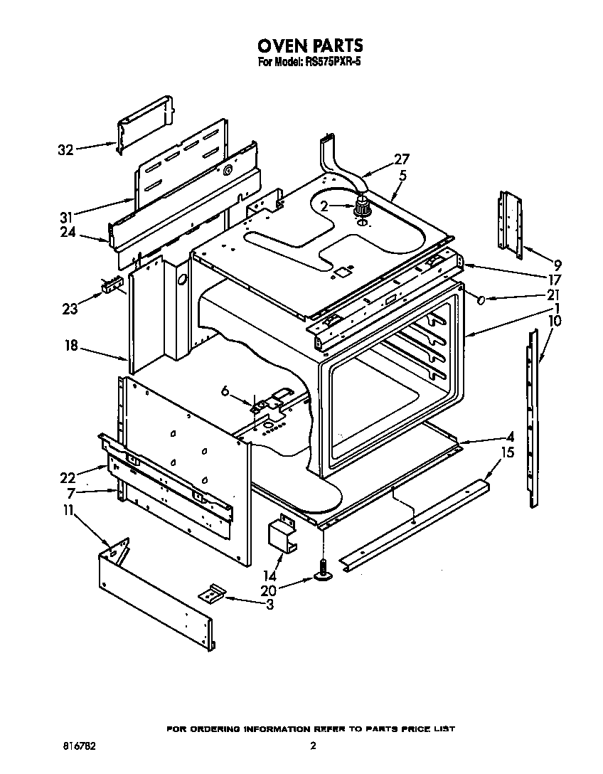 Whirlpool RS575PXR5 oven diagram
