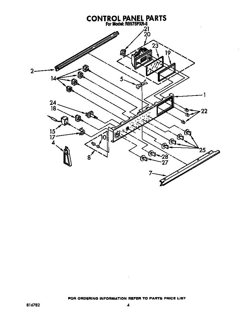 Whirlpool RS575PXR5 control panel diagram