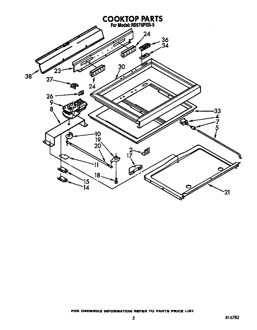 Whirlpool RS575PXR5 cooktop diagram