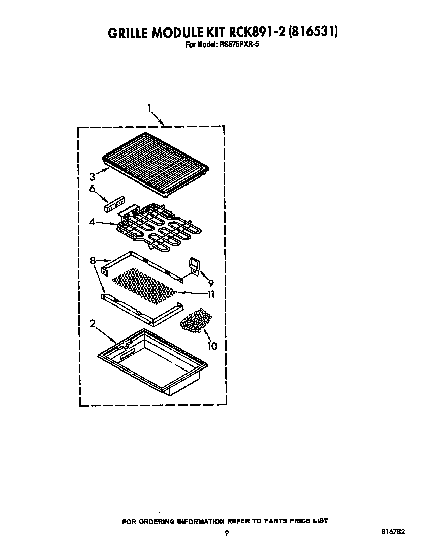 Whirlpool RS575PXR5 grille module kit rck891-2 (816531) diagram