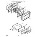 Whirlpool SF386PEWW1 oven door and drawer diagram