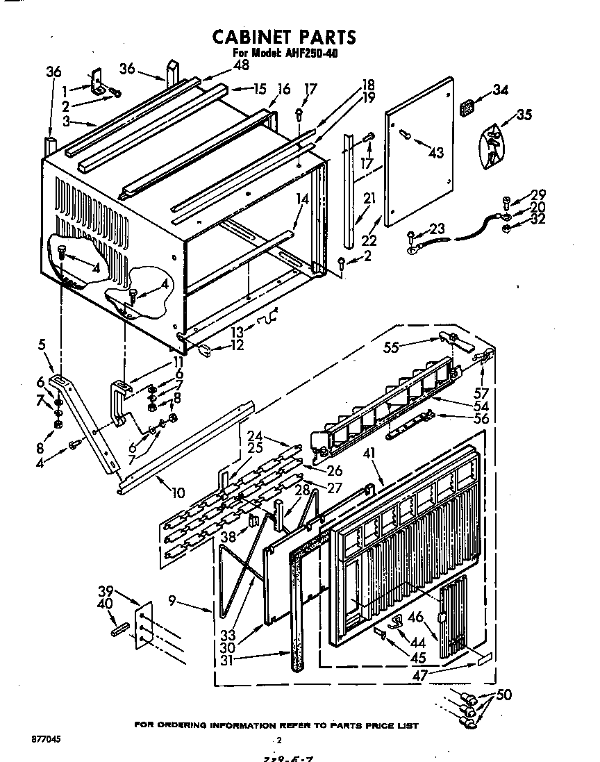 Whirlpool AHF25040 cabinet diagram