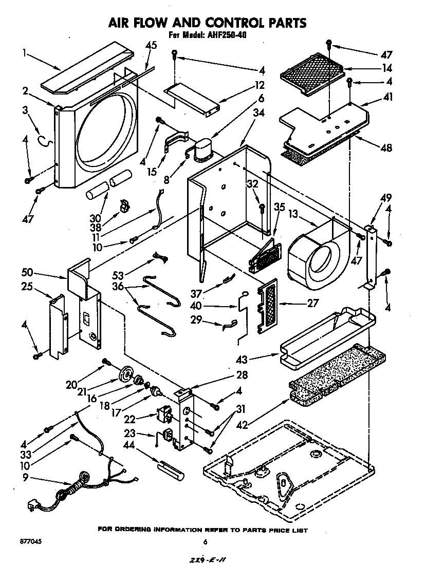 Whirlpool AHF25040 airflow and control diagram