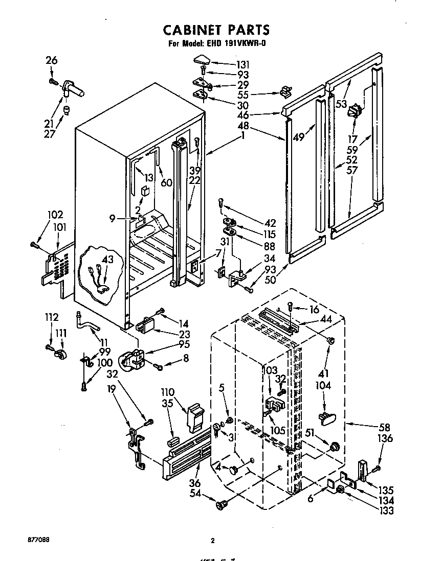 Whirlpool EHD191VKWR0 cabinet diagram