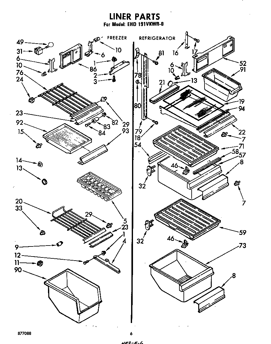 Whirlpool EHD191VKWR0 liner diagram