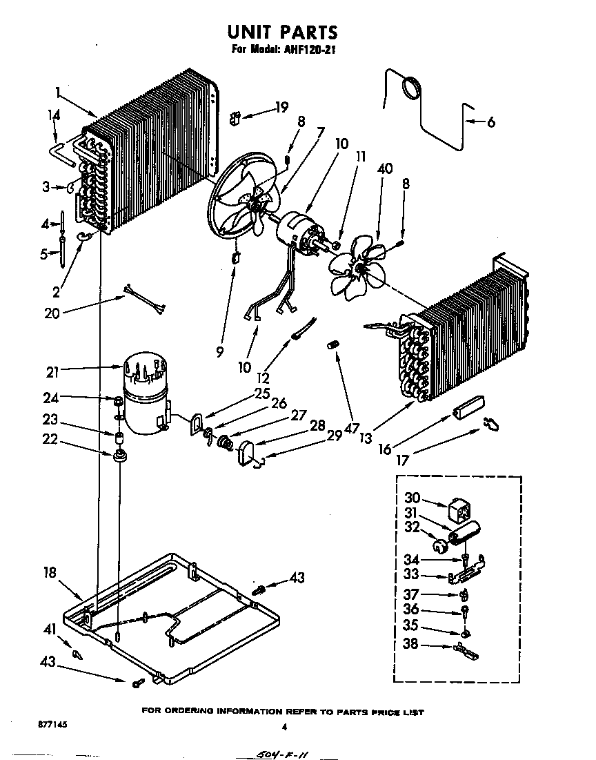 Whirlpool AHF12021 unit parts diagram