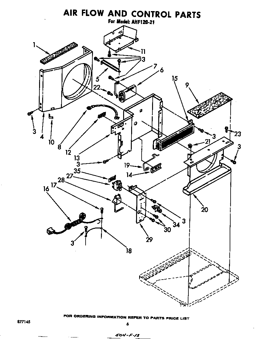 Whirlpool AHF12021 air flow and control parts diagram