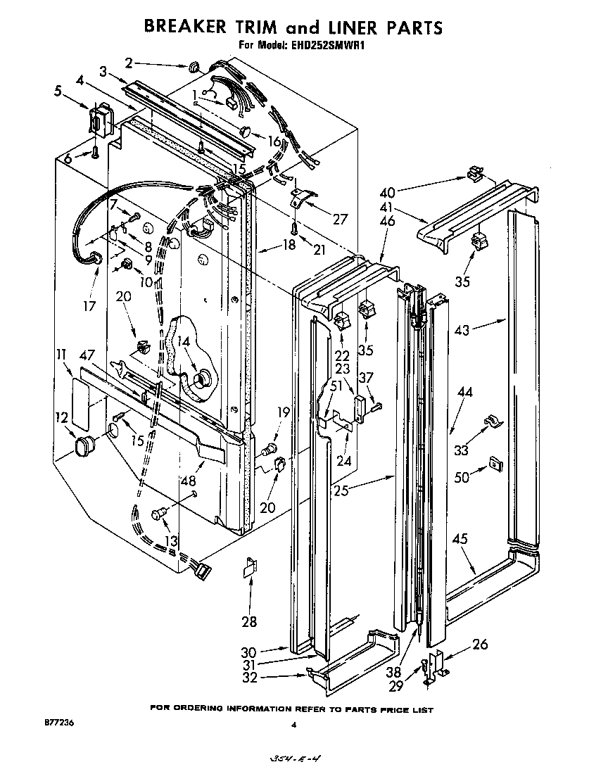 Whirlpool EHD252SMWR1 breaker trim and liner diagram