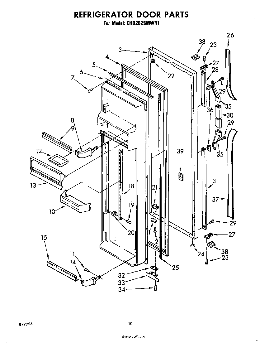Whirlpool EHD252SMWR1 refrigerator door diagram