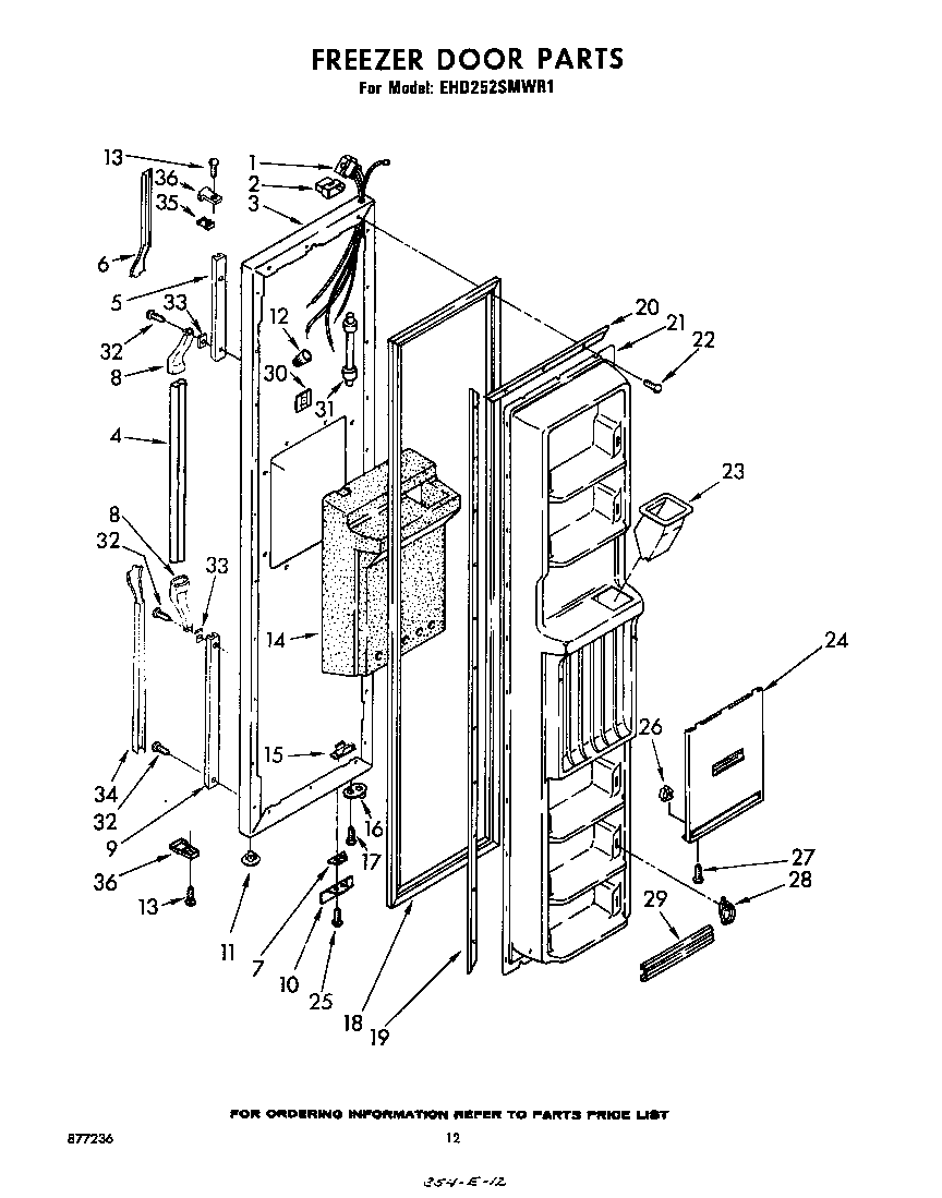 Whirlpool EHD252SMWR1 freezer door diagram