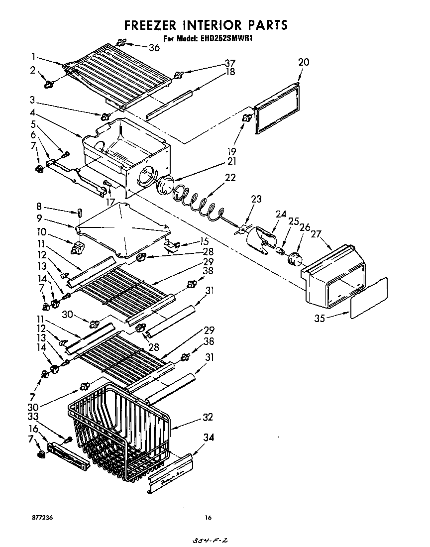 Whirlpool EHD252SMWR1 freezer interior diagram