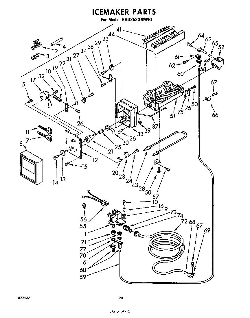 Whirlpool EHD252SMWR1 ice maker diagram