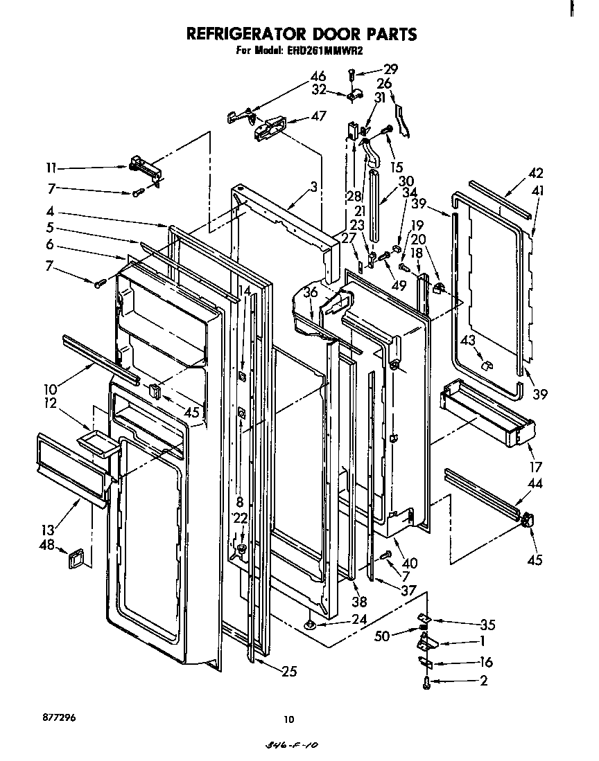 Whirlpool EHD261MMWR2 refrigerator door diagram