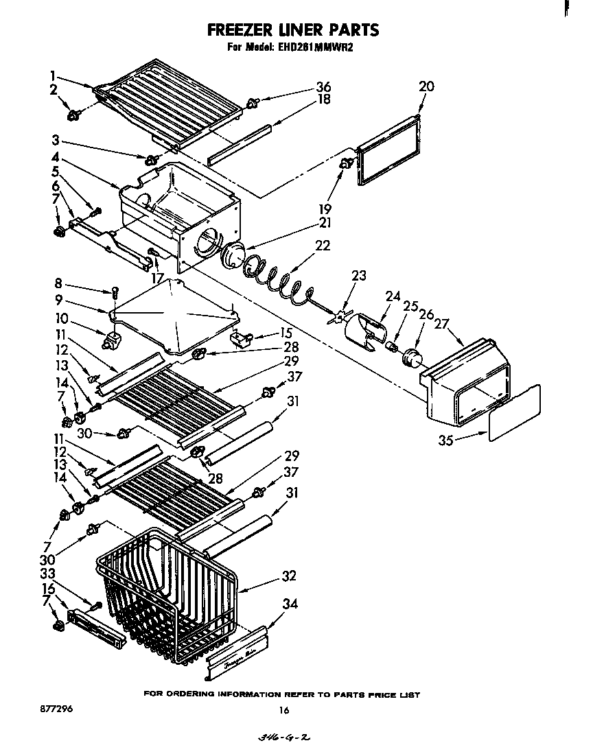 Whirlpool EHD261MMWR2 freezer liner diagram