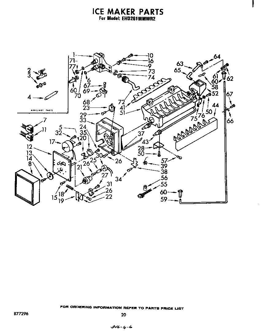 Whirlpool EHD261MMWR2 icemaker diagram