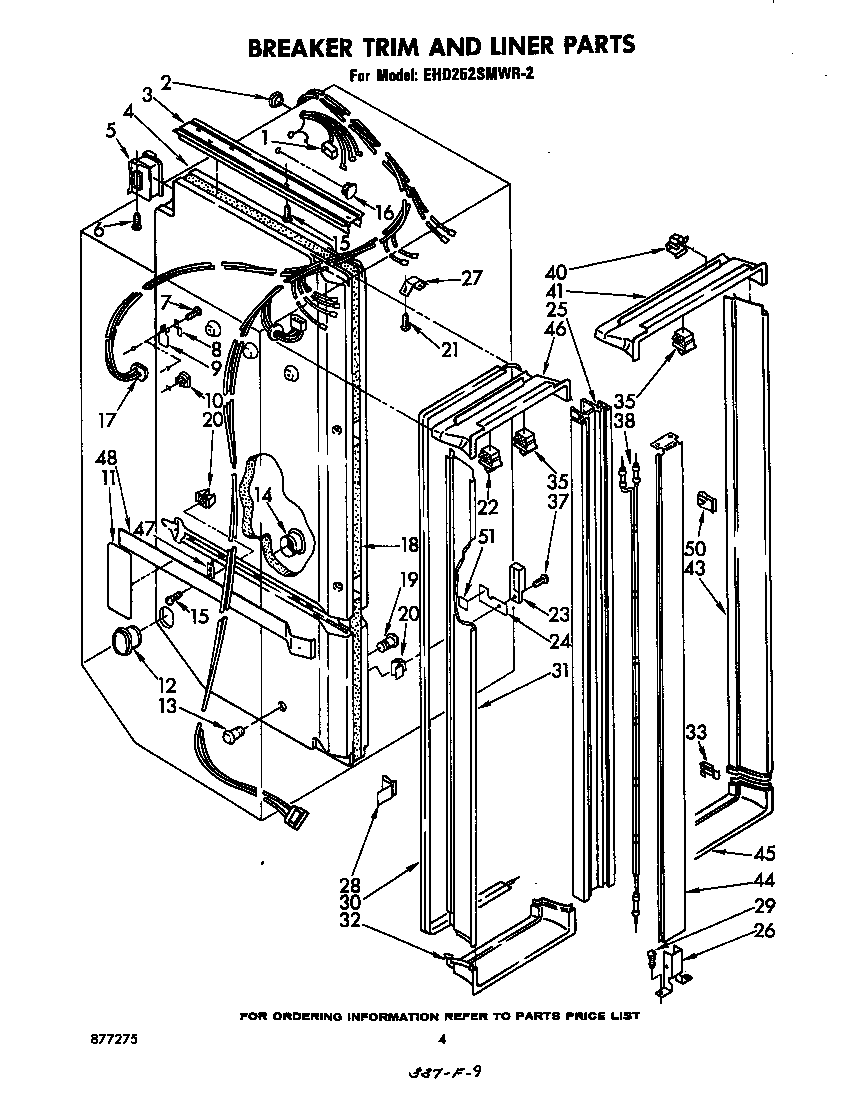 Whirlpool EHD252SMWR2 breaker trim and liner diagram