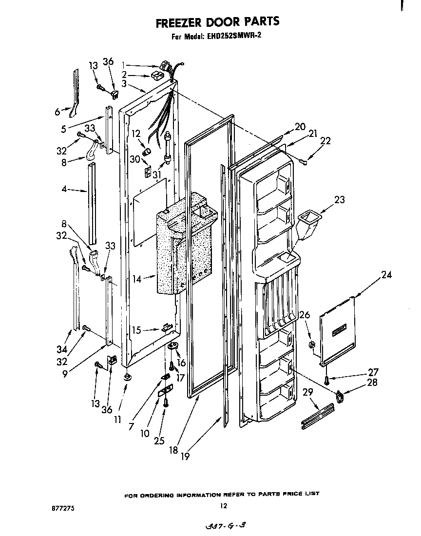 Whirlpool EHD252SMWR2 freezer door diagram