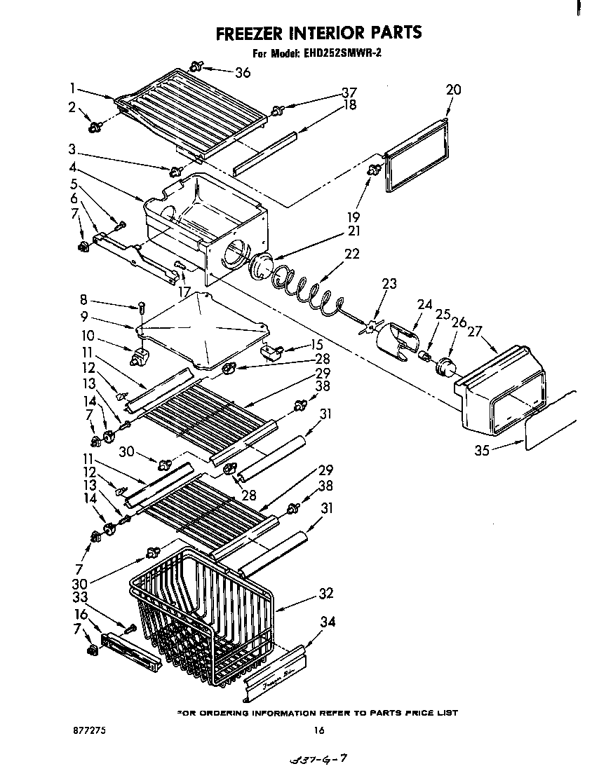 Whirlpool EHD252SMWR2 freezer interior diagram