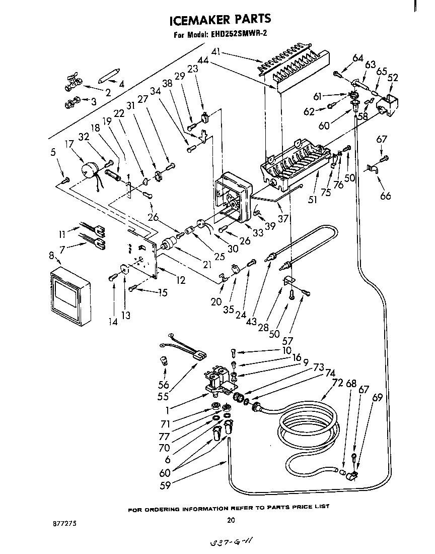 Whirlpool EHD252SMWR2 icemaker diagram