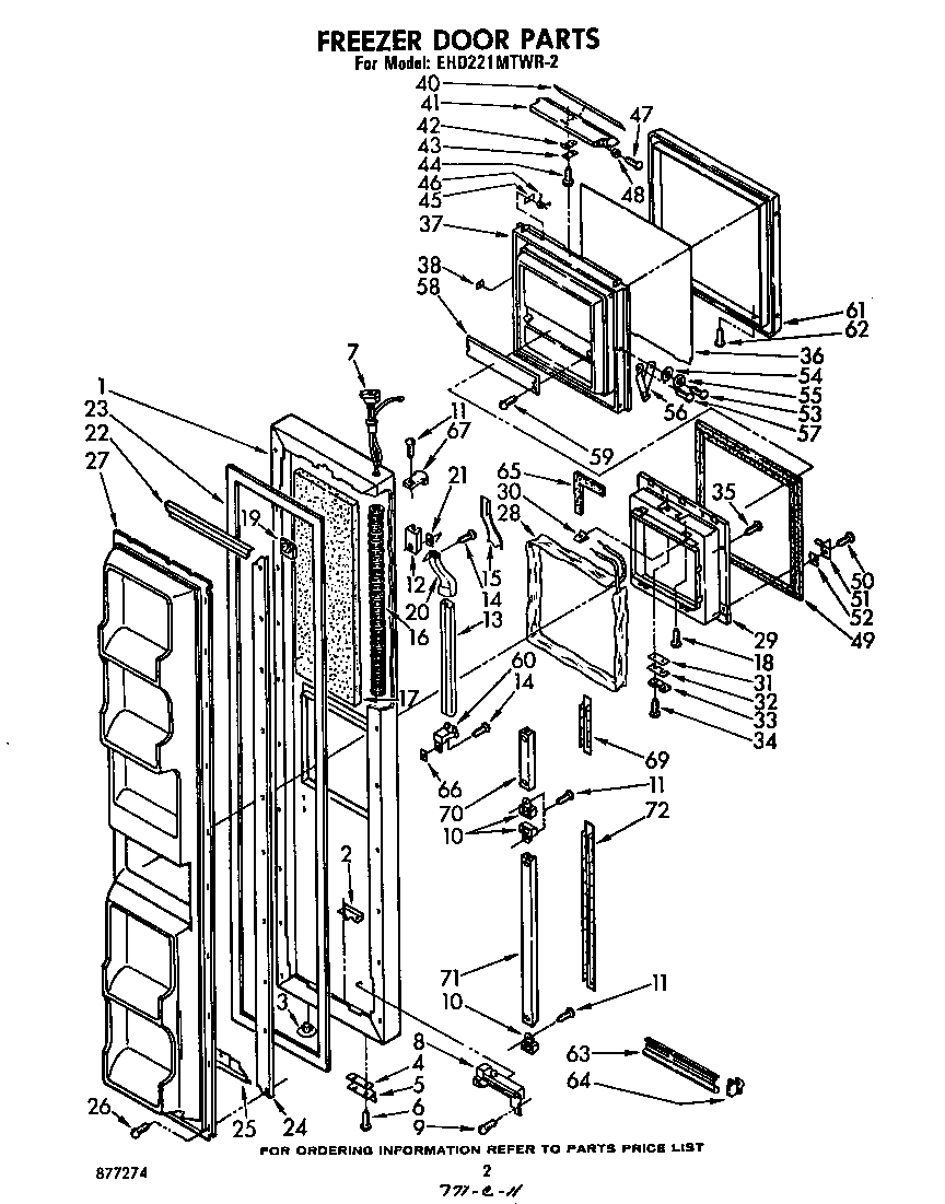 Whirlpool EHD221MTWR2 freezer door diagram