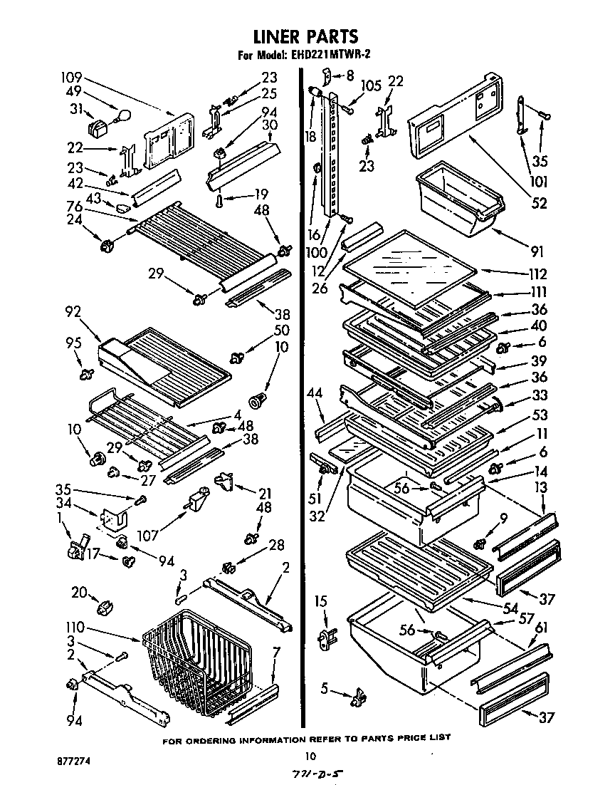 Whirlpool EHD221MTWR2 liner diagram