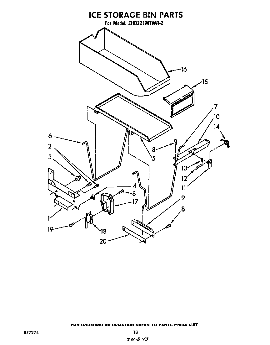 Whirlpool EHD221MTWR2 ice storage bin diagram