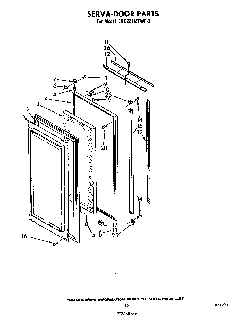 Whirlpool EHD221MTWR2 serva-door diagram