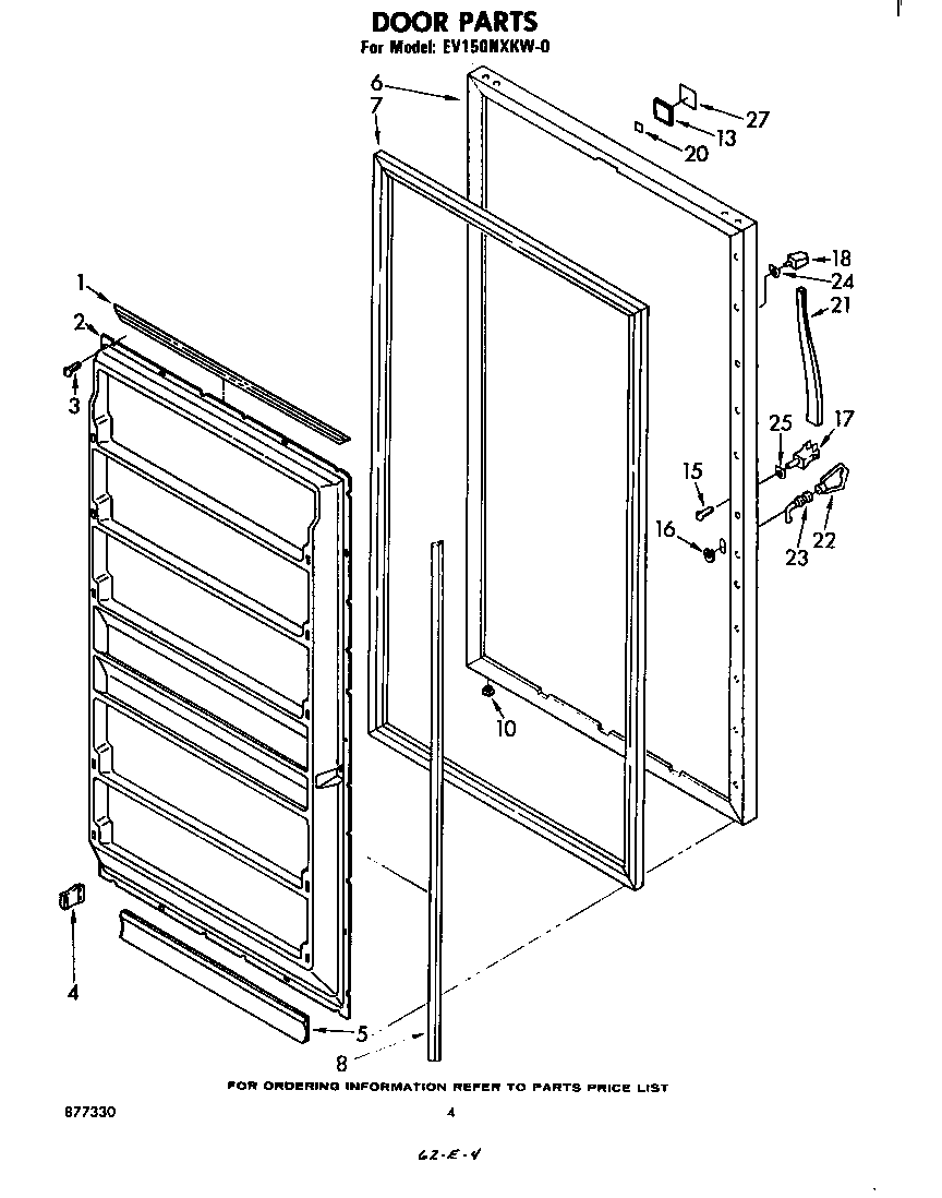 Whirlpool EV150NXKW0 door diagram