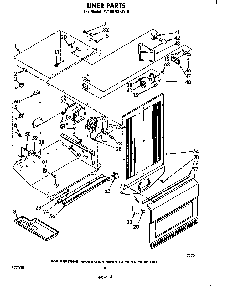 Whirlpool EV150NXKW0 liner diagram
