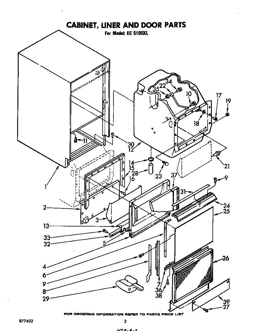 Whirlpool CCS51AEL cabinet, liner and door diagram