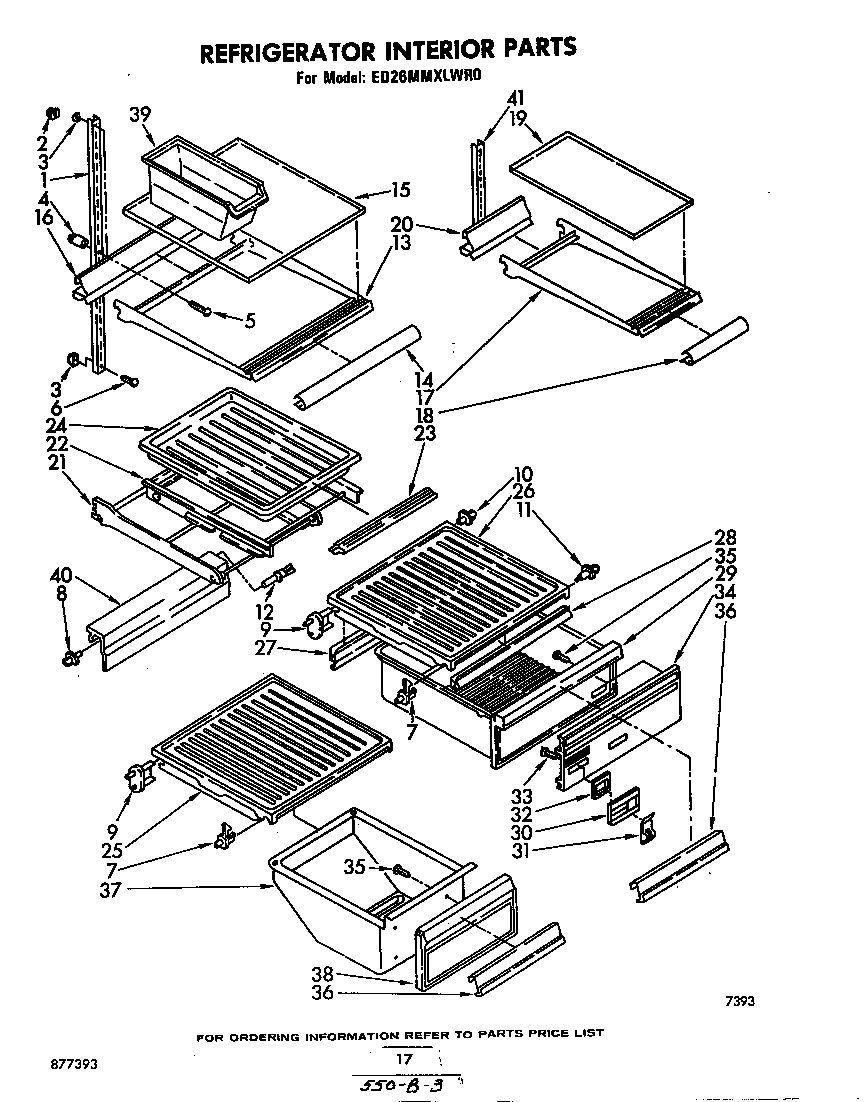 Whirlpool ED26MMXLWR0 refrigerator interior diagram