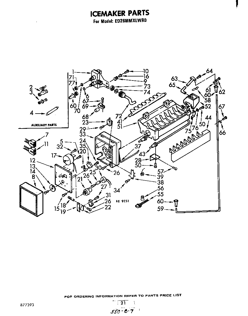 Whirlpool ED26MMXLWR0 icemaker diagram