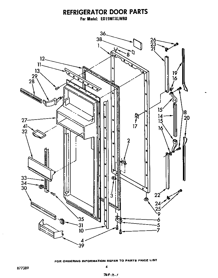 Whirlpool ED19MTXLWR0 refrigerator door diagram