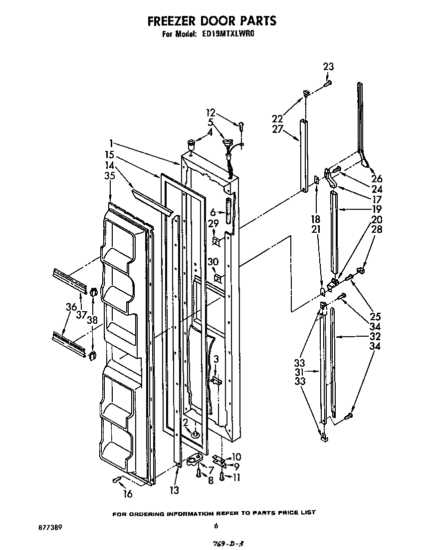 Whirlpool ED19MTXLWR0 freezer door diagram