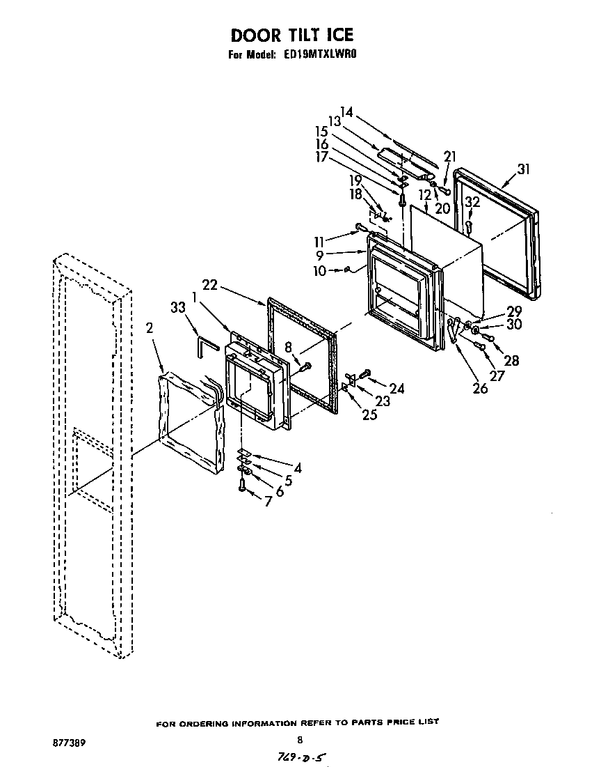 Whirlpool ED19MTXLWR0 door tilt ice diagram