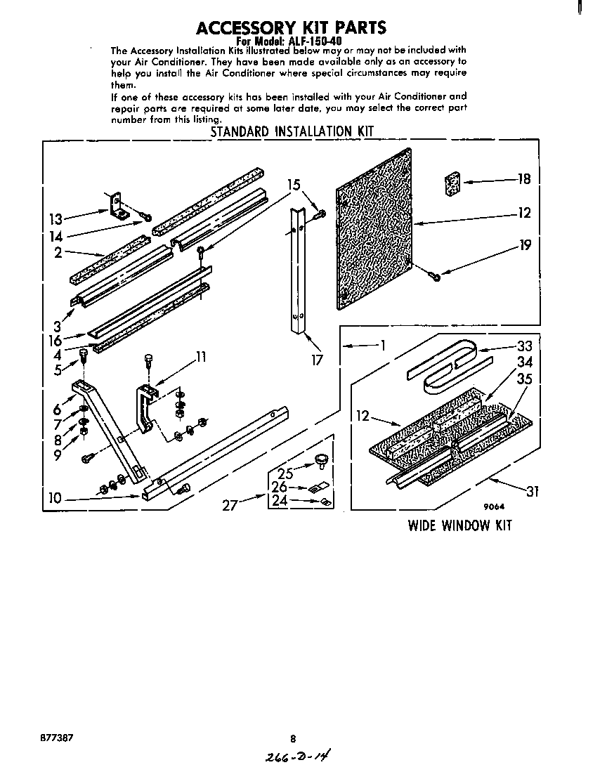 Whirlpool ALF15040 accessory kit diagram