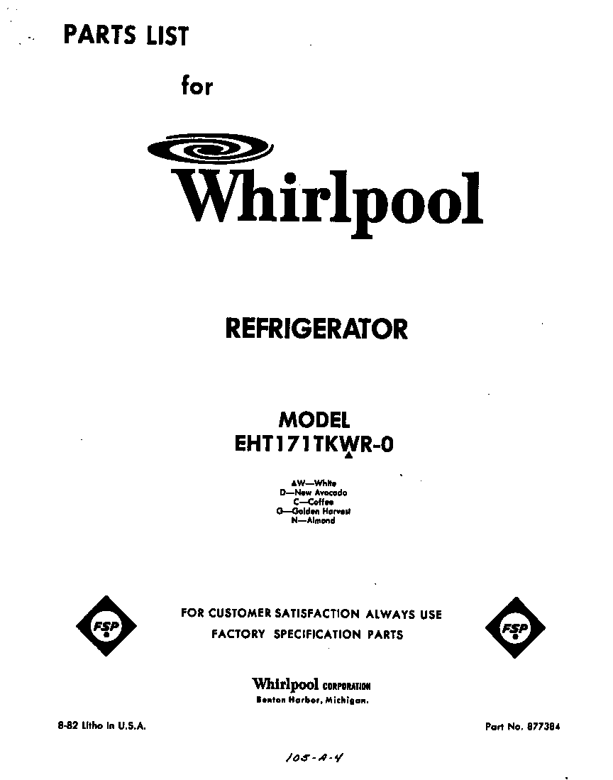 Whirlpool EHT171TKWR0 front cover diagram
