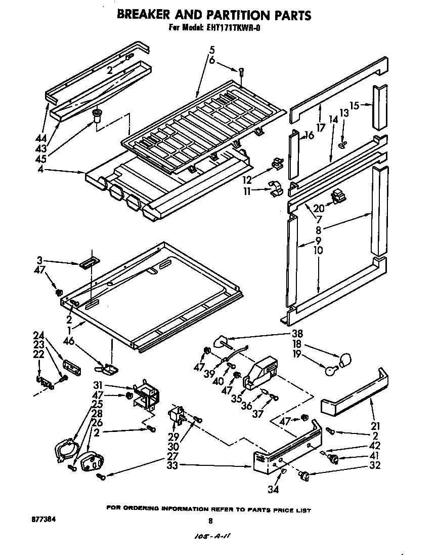 Whirlpool EHT171TKWR0 breaker and partition diagram