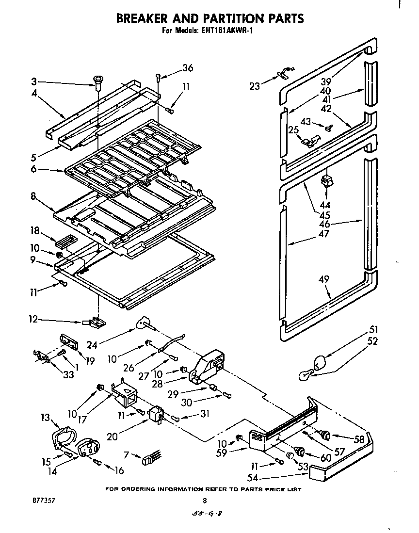 Whirlpool EHT161AKWR1 breaker and partition diagram