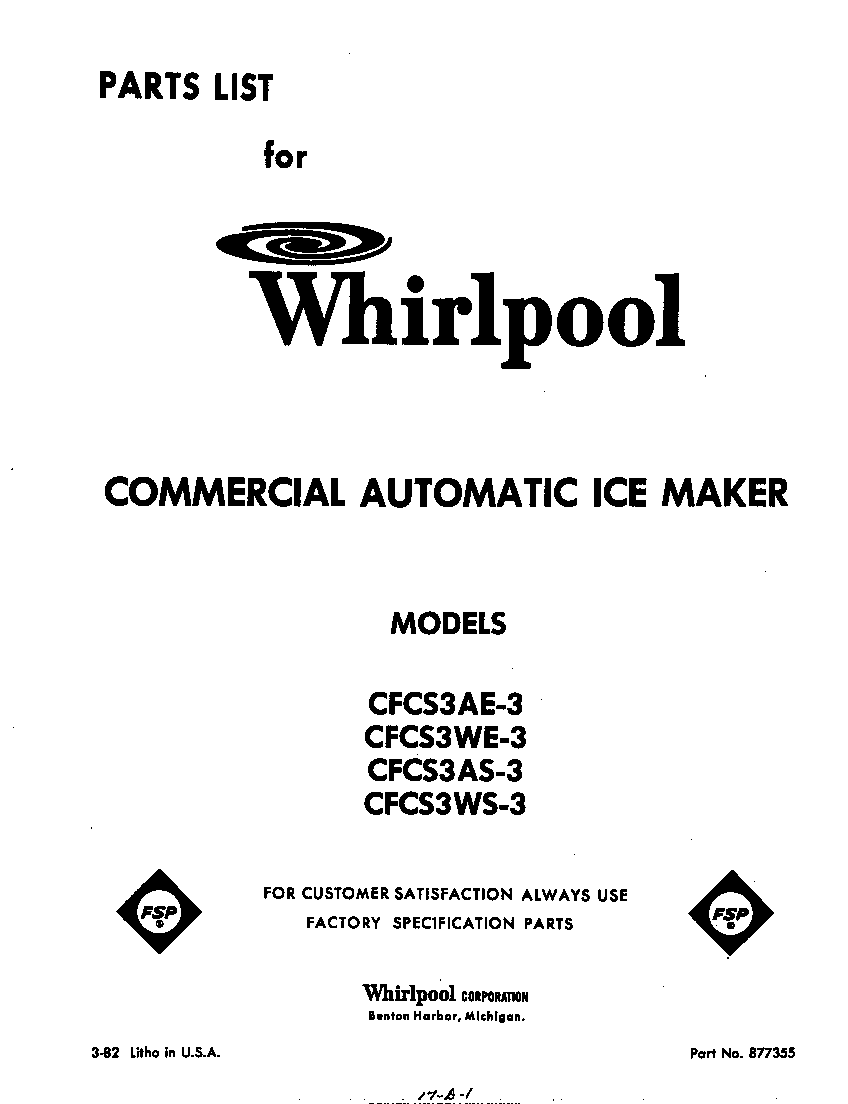 Whirlpool CFCS3AS3 front cover diagram