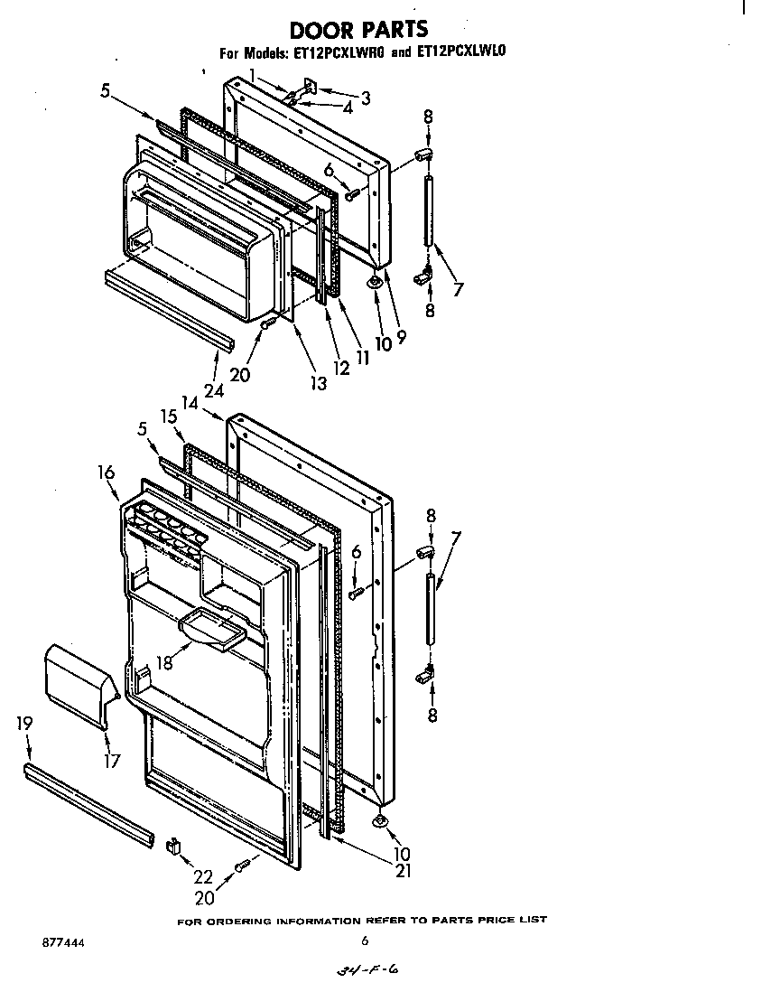 Whirlpool ET12PCXLWR0 door diagram