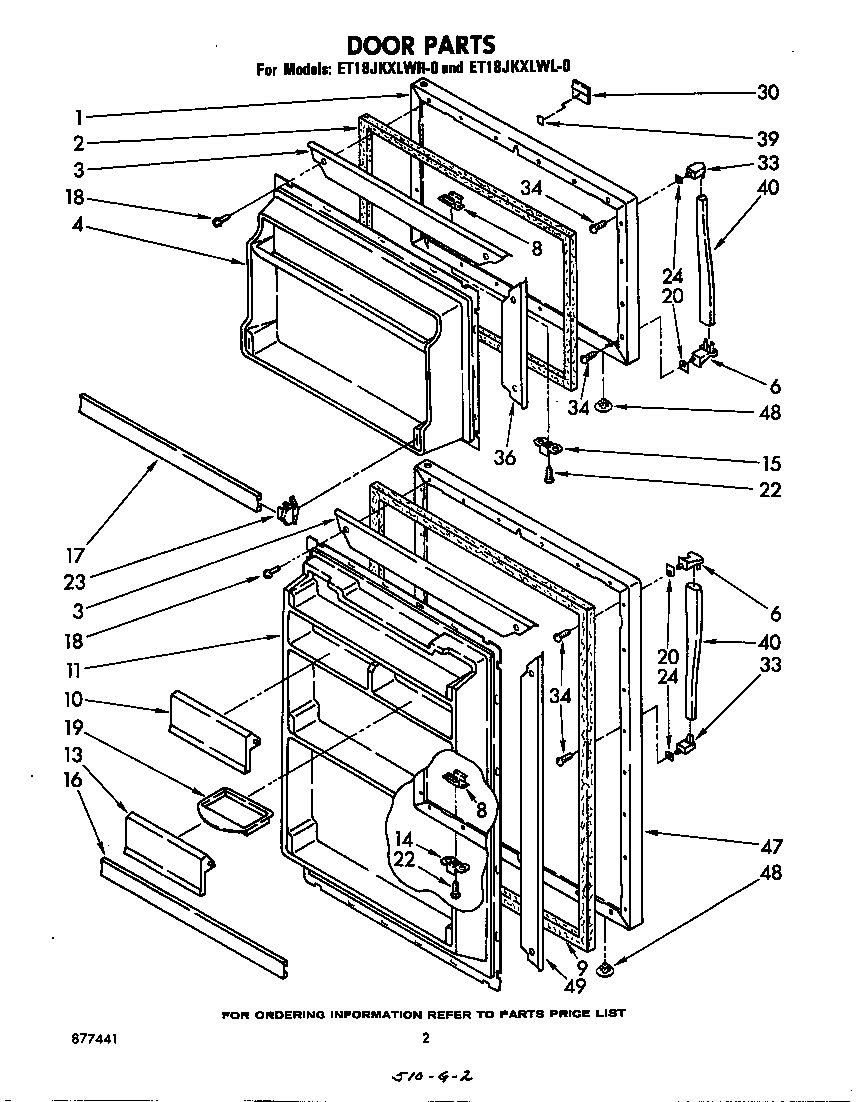 Whirlpool ET18JKXLWL0 door diagram