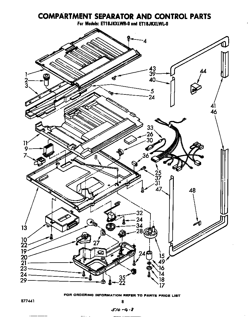 Whirlpool ET18JKXLWL0 compartment separator and control diagram